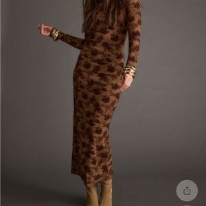 12th Tribe Brown Floral Long Sleeve Dress